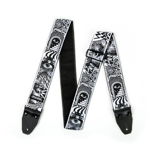 Jim Dunlop ILD04 I Love Dust Skulls Guitar Strap, Black/White